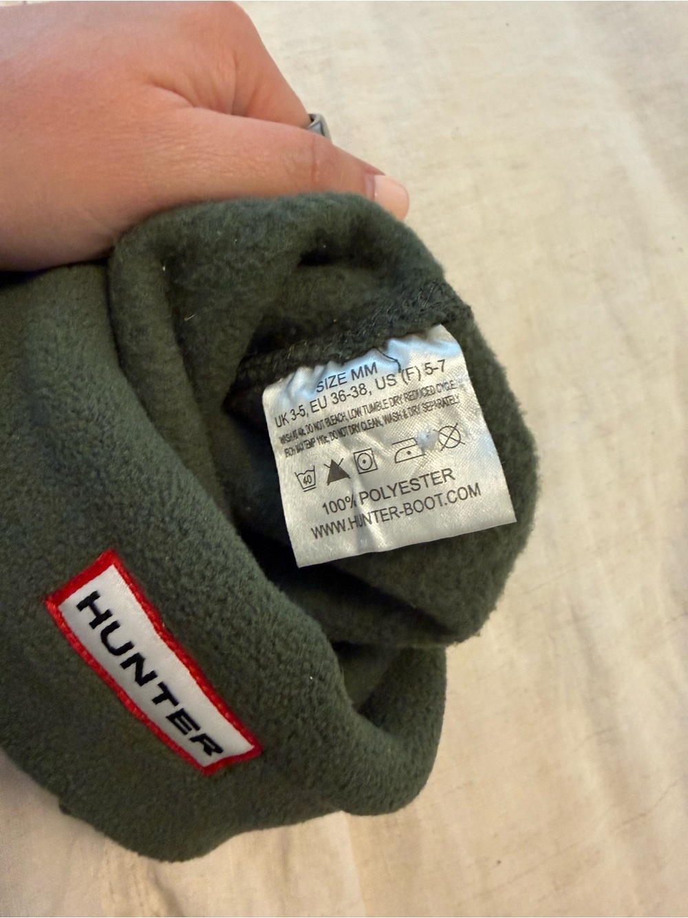 Hunter Dark Olive Fleece Boot Liners - Picture 2 of 2